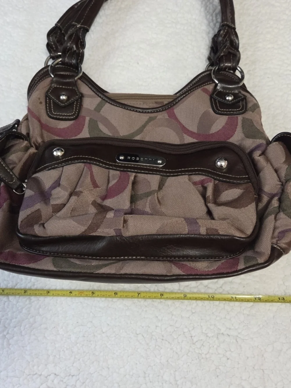 Rosetti Hobo Purse Y2k Shoulder Bag Brown Multicolor Geometric Braided Straps